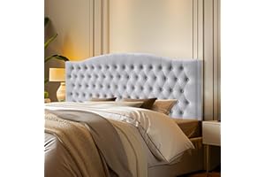 Furpopup Frosted Velvet Upholstered Headboard King/Cal King Size Latest Model Wall Mount, Bed Frame Mount, Featuring High-Density Sponge Padding, Luxury Texture Easy Assembly and Style-Light Gray
