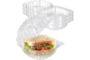 Auch 100pcs Disposable Plastic To Go Containers with Clear Lids Fancy Hinged Top Square Clamshell Food Boxes for Take Out, Ho