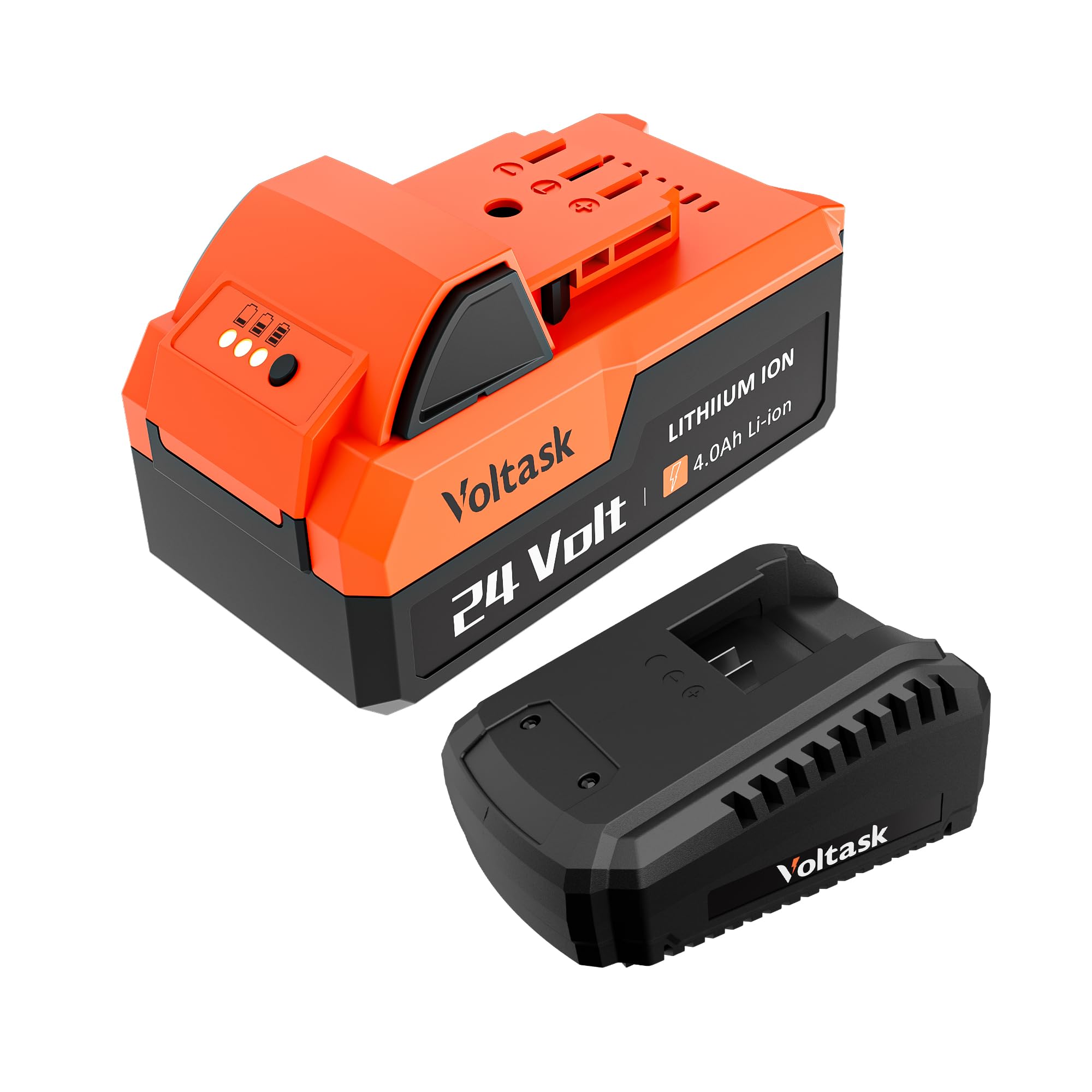 Photo 1 of VOLTASK 24V 4.0-Ah Lithium iON Battery + 2.2A Rapid Charger for Cordless Snow Shovel and Cordless Snow Blower