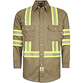 BOCOMAL FR Shirts for Men Hi Vis High Visibility 6.5oz Lightweight Type O Flame Resistant Refective Safety Shirt