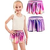 Dancina Girls Ombre Butterfly Shorts - Flowy Athletic 2-in-1 Preppy Skorts with Inner Pockets and Liner for Kids Ages 2-16