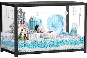 BUCATSTATE Hamster Cage Metal 2.0 - Small Animal Habitats Large Stackable with Top Access Easy Assemble 31.4L*17.6W*20H Inches Dwarf Syrian Hamster House for Guinea Pig, Gerbil (552sq inch Black)