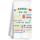 HSIASHENG Boho Kids Hand Towels, Kids Bathroom Decor, Bathroom Rules Decorative Hand Towels for Bath Room Washroom Restroom Toilet, 16x24 Inch