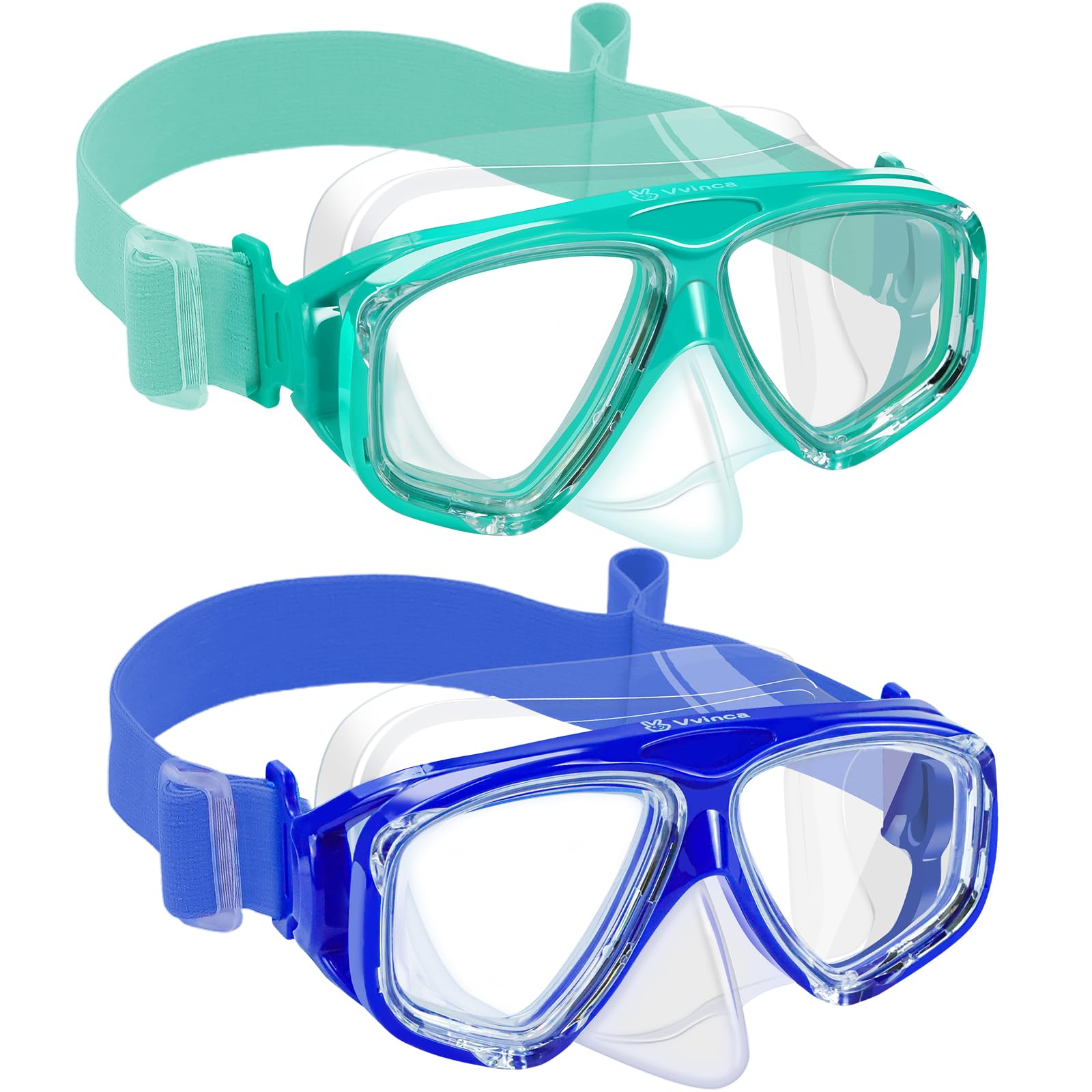 Photo 1 of Vvinca Kids Swim Goggles with Nose Cover Goggles for Kids 6-14 2-Pack,Toddler Goggles with Fabric Strap Shatterproof Anti-Fog UV Protection& Leak-Proof, Waterproof Swimming Goggles for Age 3-14