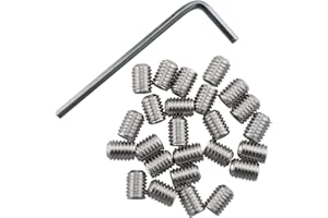 Socket Set Screws DGBRSM 25pcs 10#-32 x 1/4" Stainless Steel Allen Head Hex Hexagon Socket Set Screws Cup Point with Hex Key Wrench(Dia.4.6mm, Length 6.3mm)