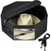 Hat Box for Cowboy, Panama, Fedora Wide Brim Hats, Side Support Hat Case | Dust-Proof, Crush‑Resistant Hat Storage for Men &amp; Women, Ideal for Travel &amp; Home Closet Organizer, Black, Bamneat
