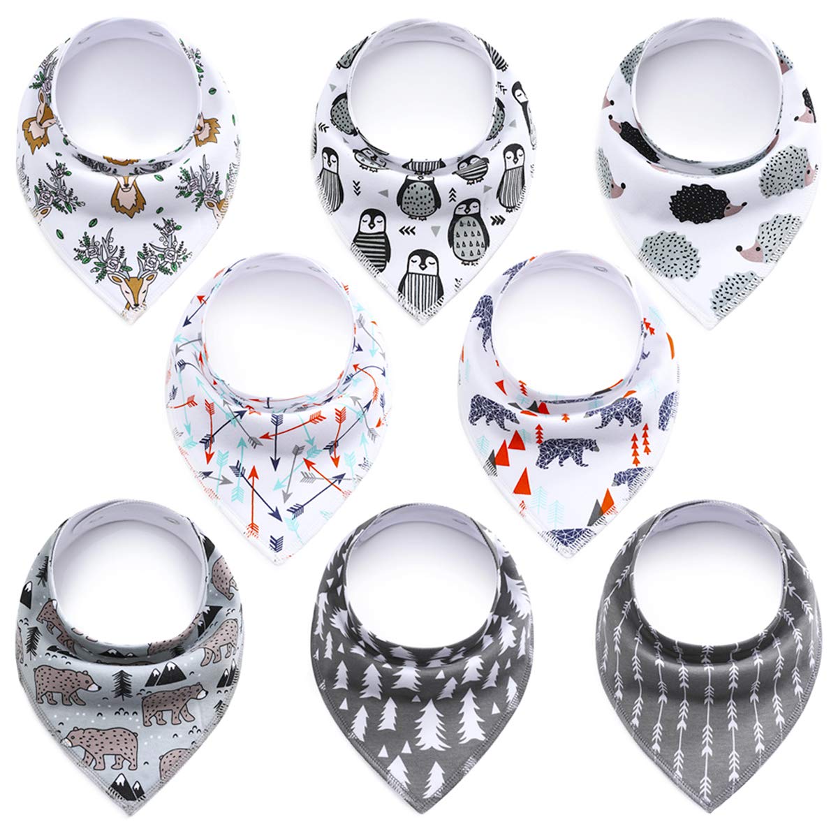 SONARIN Baby Bandana Drool Bibs Dribble Bibs for Boys,Drooling and Teething,Super Absorbent Organic Cotton Bandana Bibs,Pack of 8