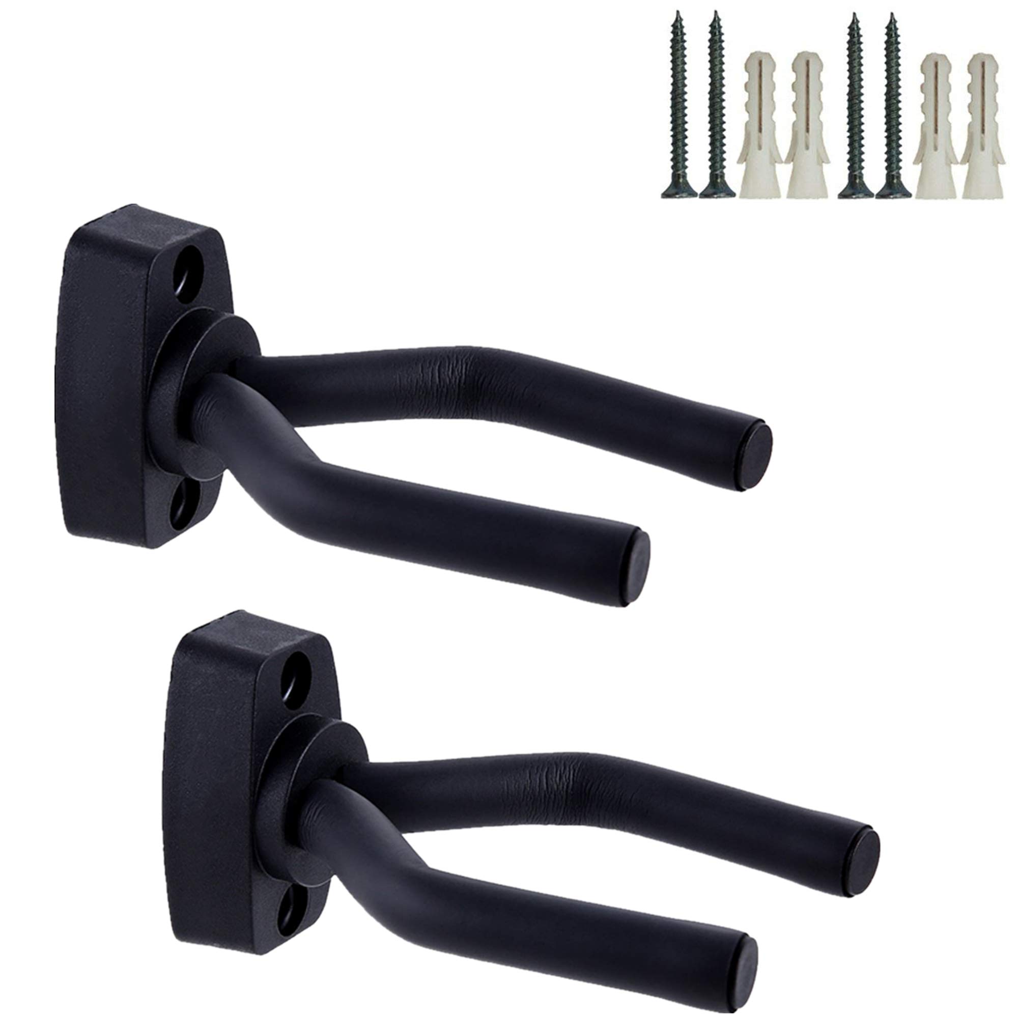 CAIHONG Guitar Wall Mount 2 Pack, Guitar Wall Hangers Hook Bracket Holder Stand Display with Screws - Easy to Install - Fits All Size Guitars, Bass, Mandolin, Banjo, Ukulele