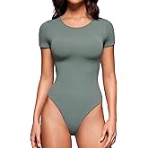 CRZ YOGA Butterluxe Womens Bodysuits Short Sleeve Crew Neck Body Suit Tops Sexy Thong Soft Stretchy