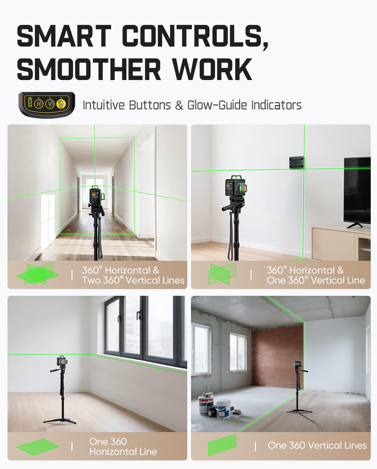 Fanttik D12 Ace Laser Level 360 Self Leveling, 3x360° Rechargeable 3D Green Cross Laser, Outdoor Pulse Mode, IP54 Durable, Easy to Use for Construction and Picture Hanging