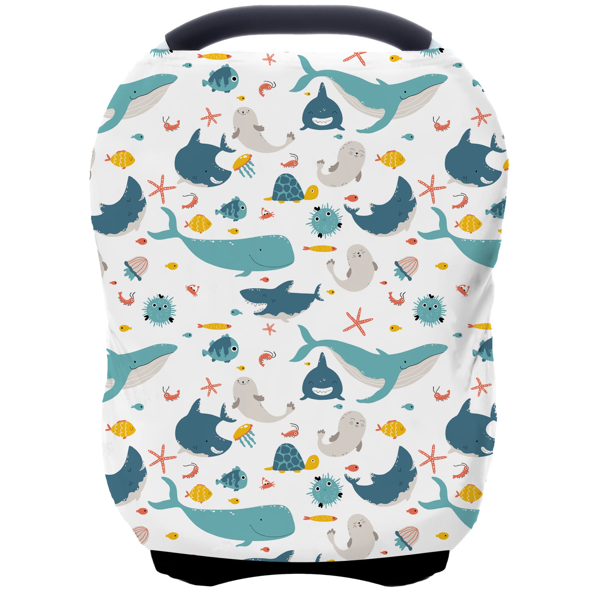 Photo 1 of Car Seat Covers for Babies - Multi- use Nursing Carseat Canopy, Breastfeeding Covers, Baby Shower Gifts for Boys and Girls (sea World)