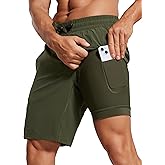 CRZ YOGA Mens 2 in 1 Running Shorts 9" - Lined Quick Dry for Workout Gym Sports Basketball Athletic with Pockets
