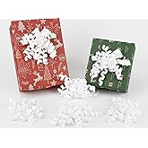 HUIHUANG White Bows for Gift Wrapping Self Adhesive Velvet Christmas Gift Bows Burst Curly Ribbon Bows for Presents, Christmas Gift Wrapping, Treat Bags, Party Favor, Crafts-6 inch x 6 Counts