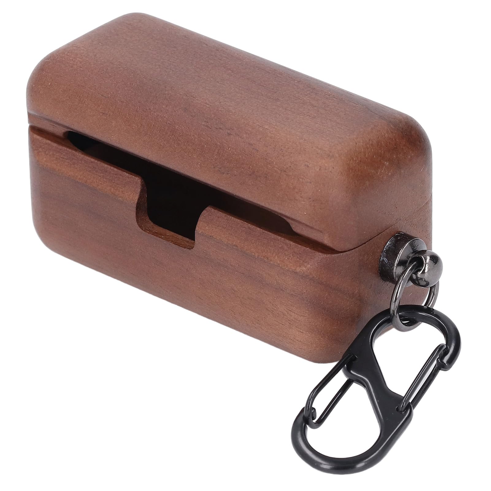 Case Compatible with AZ80 Earbuds, Handmade Nature Wooden Case Genuine Real Walnut Wood Protective Case Cover with Carabiner Compatible with EAH AZ80 Earbuds