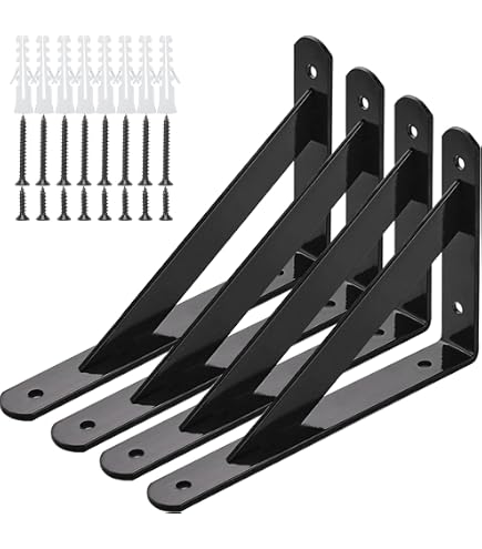 Soportes Flotantes Para Estantes Decorativos - Paquete De 6, Metal Hierro Rústico Negro, 8 Pulgadas, Montaje En Pared