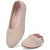 konhill Women’s Ballet Flat Shoes, Round Toe Knit Slip On Ballerina Walking Flats, Lightweight Women Dress Shoes for Work, Travel, Casual, Walking