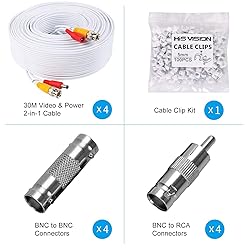 HISVISION 4 Pack 100feet(30M) 2-in-1 BNC Video