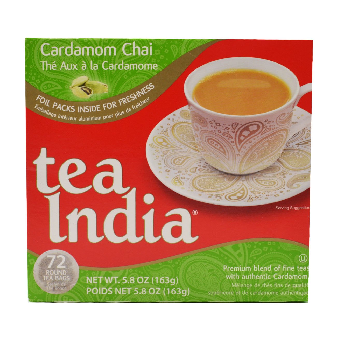 Tea India Masala Chai Tea, 72 Tagless Tea Bags, 5.8Ounce