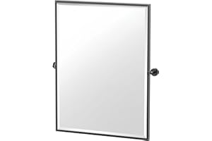 Gatco 4249MXFS Latitude II, Large Framed Rectangle Pivot Mirror, 32.5” H, Matte Black