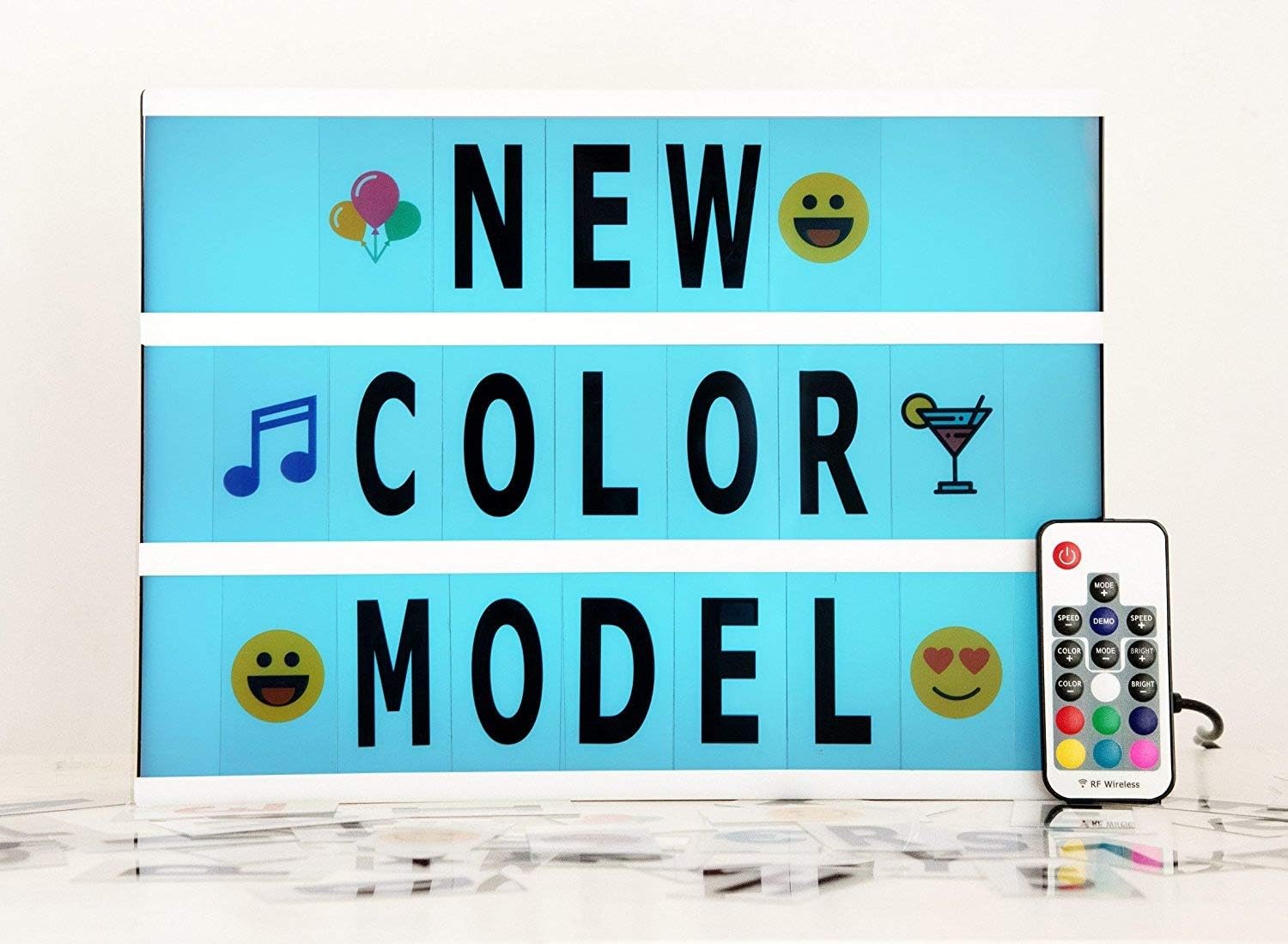 Color Changing LED Cinema Light Box with 210 Letters - A4 Size DIY Light Bar Sign with Marquee Letters, Home/Party/Shop Decoration, Colorful Numbers/Letters/Emojis, Valentine's Day Surprise