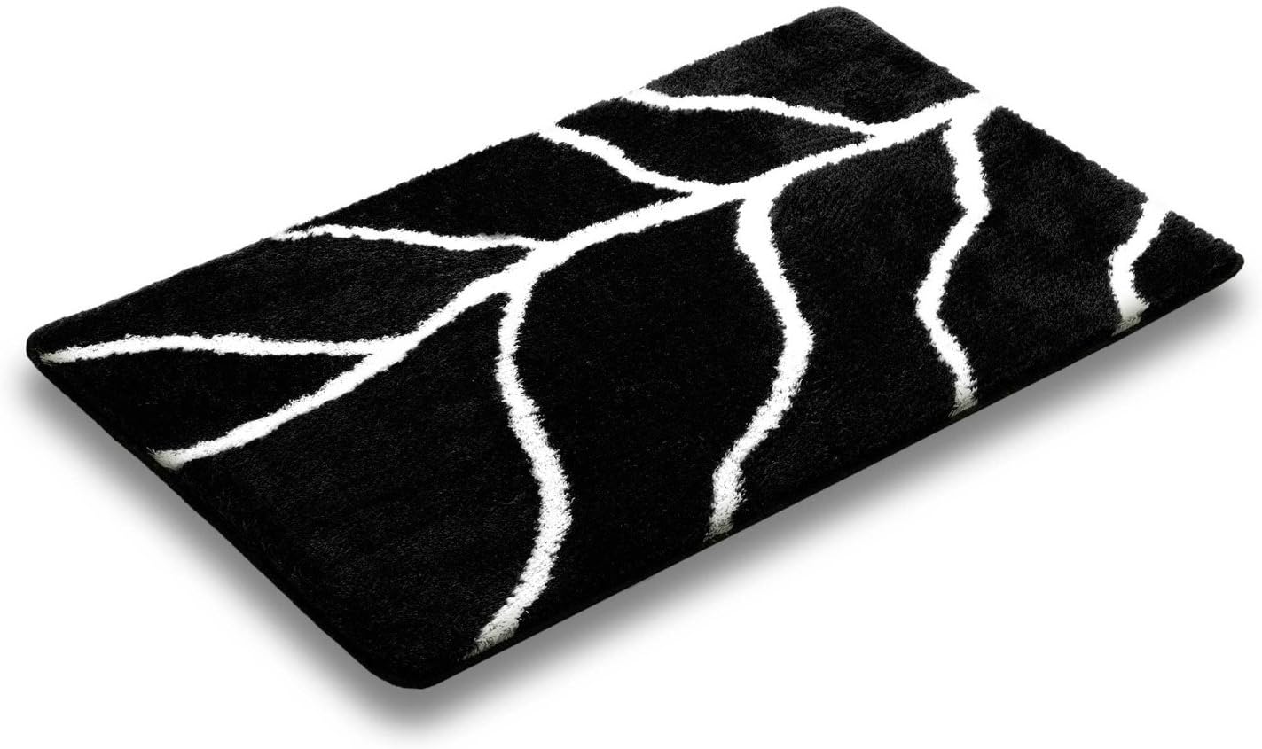 Skippys Large Pine Black Bath Mat Decorative Bedroom Living Room Rug Non Slip Handtufted Long