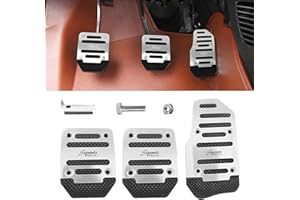 Ziciner 3PCS Non-Slip Car Pedal Pads, Manual Gearbox Gas Pedal Brake Pedal Cover, Aluminum Alloy Brake Gas Clutch Pedal Kits, Universal Replacement Accessories for Car SUV ATV (Silver&Manual)