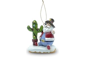 SONORAN SOUVENIRS Cactus Christmas Tree with Sheriff Hat Santa Resin Christmas Ornament