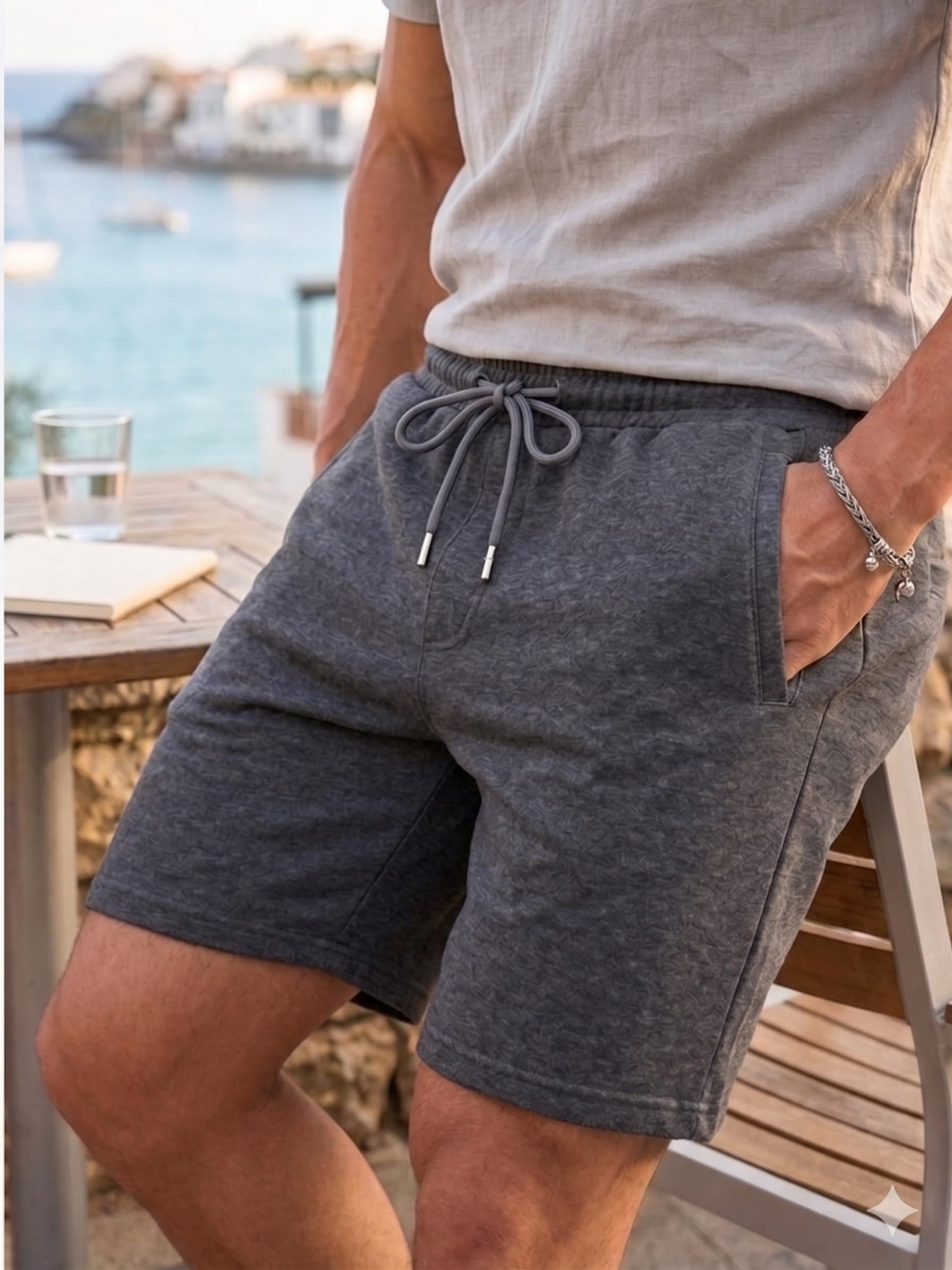 COMEOR Shorts Herren mit Reißverschluss - Baumwolle Kurze Hosen, Sporthose Kurz Männer Bermuda Jogginghose, Laufshorts Sommer Trainingshose (Dunkelgrau, XXL) 2