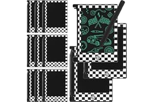 Nezyo 12 Pack Race Car Party Favors, Mini LCD Writing Tablet for Kids, 4.6 Inch Race Car Checked Board Drawing Tablet Erasable Reusable Electronic Drawing Pads for Racing Birthday Supplies