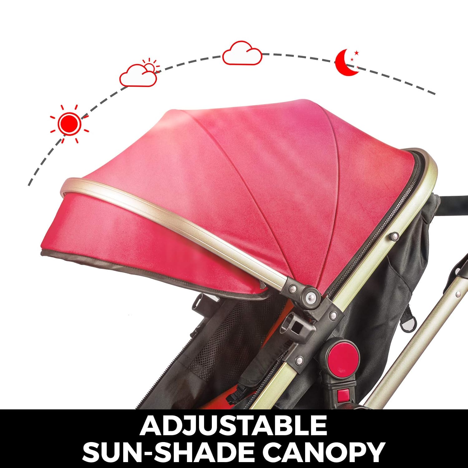 Phenixga Pliable Poussette De Bebe Luxe 3 En 1 Landau Avec Nacelle Siege Anti Choc Poussette De Luxe Pliable Siege Pour Bebe Enfant Nouveau Ne Voyage Rouge Poussettes Cannes Bebe Puericulture