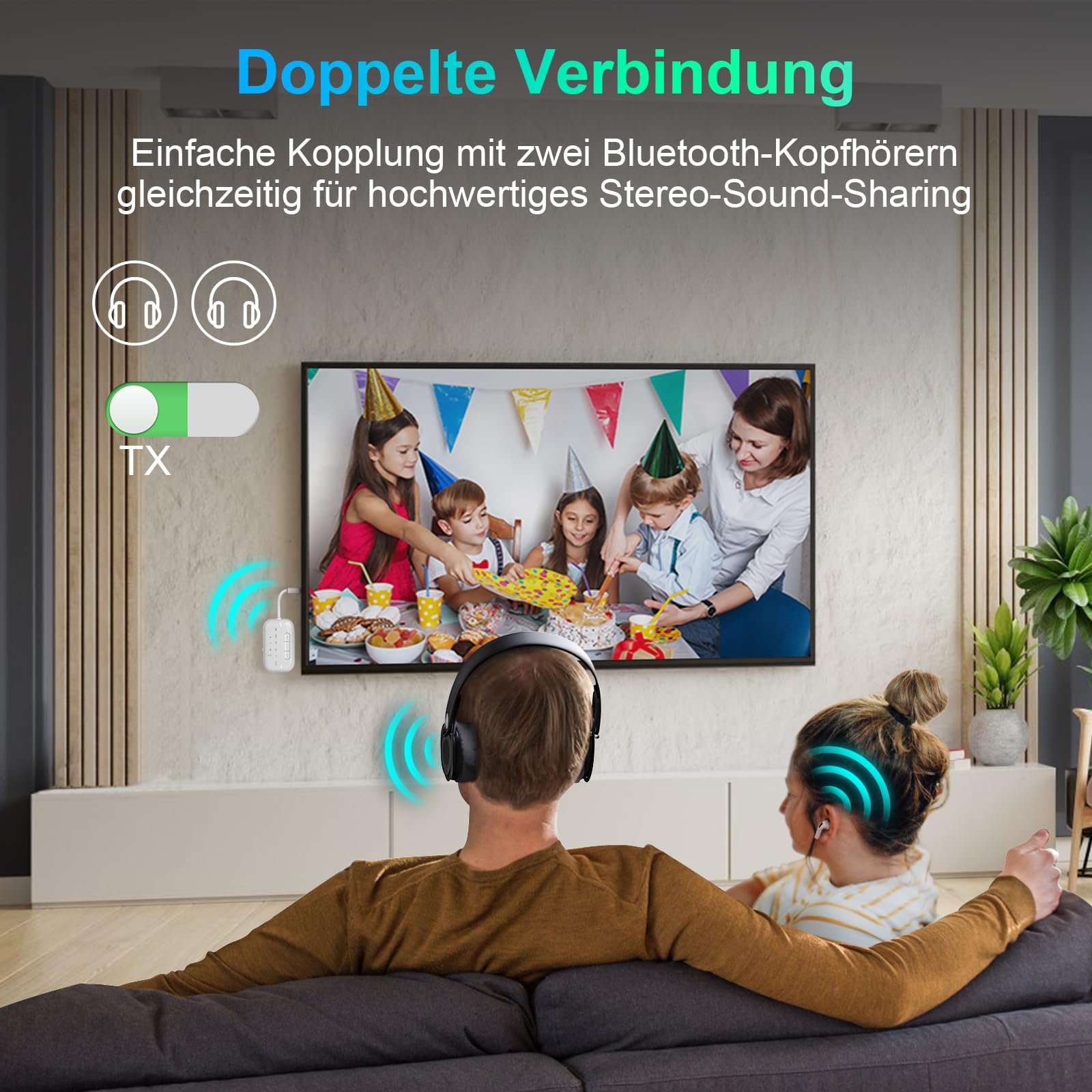 SONRU Bluetooth Transmitter 5.3 Airfly Adapter Flugzeug Gadgets, 2 in 1 Bluetooth Sender Empfänger Aux Klinke 3.5 Audio Adapter für 2 Kopfhörer/TV/Lautsprecher/Home Stereoanlage/Autoradio 2