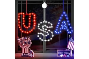 LYUBASA 3 Pack 4th of July Window Lights Decorations,Battery Powered Red White and Blue USA Lighted American Flag Suction Cup for Fourth of July, Memorial Day, Patriotic Holiday Indoor Outdoor Decor
