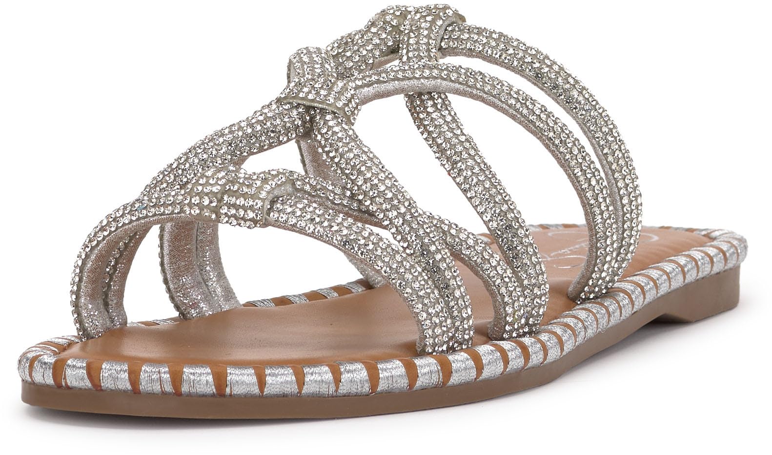 Jessica Simpson Briellea Embellished Flat Sandal, Silver, 9.5
