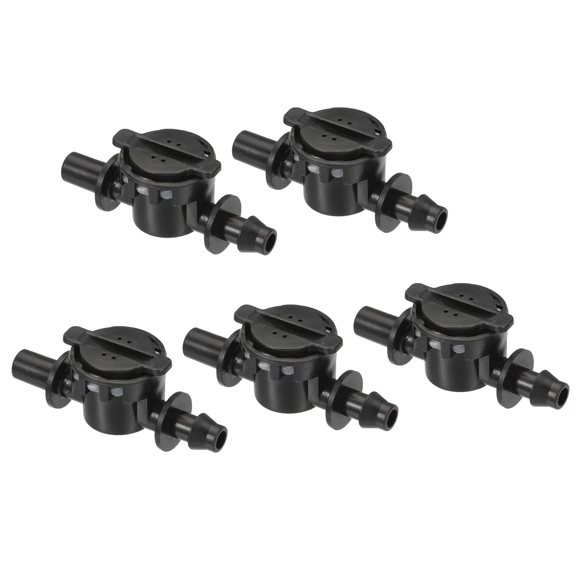 M METERXITY 5 Pack Anti Drip Device - Plastic Drip Irrigation Universal Ball Valve Apply to Drip Irrigation and Aquariums (7 x 6mm, Black)