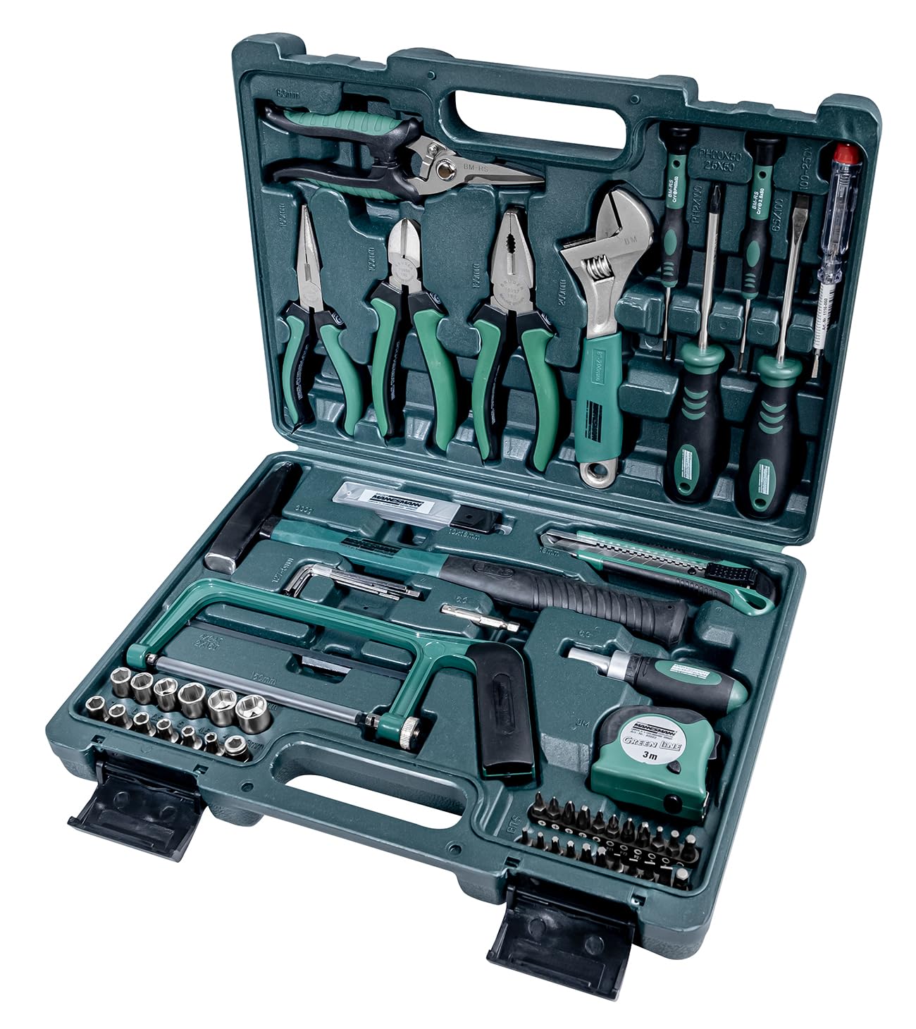 Brüder Mannesmann Tools 74-Piece Tool Set, 1 Piece, M29074, (L x W x H) 375 x 285 x 83 mm