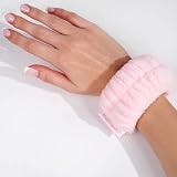 Brushworks Microfibre Wrist Wash Bands Duo Pink 2 Pairs Face Washing Absorbent view 4