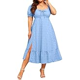 Pinup Fashion Plus Size Summer Dresses Women - Eyelet Bridal Shower Grauation Easter Spring Casual Wedding Guest Long Dress