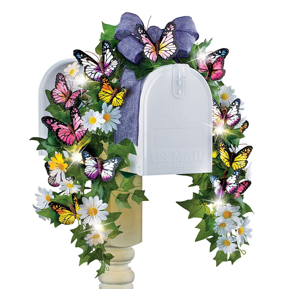 Swag de mariposas buzón Flores primavera decoración con energía ...