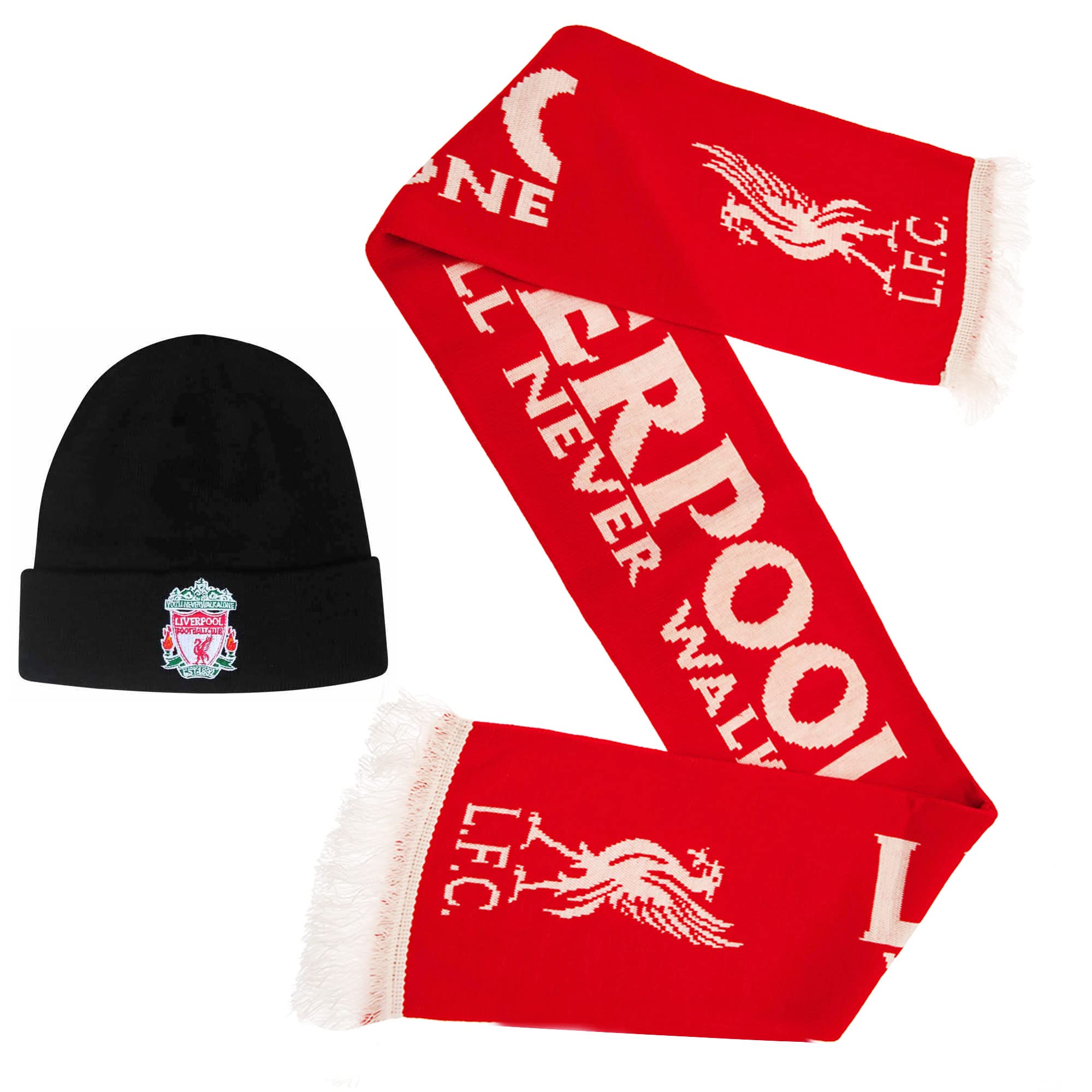 Official Liverpool Football Bronx Hat & Football Crest Scarf Gift Set (100% Acrylic)