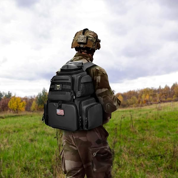 TIDEWE TACTICAL RANGE BACKPACK BAG FOR GUN AND AMMO WITH PISTOL CASE (BLACK)
