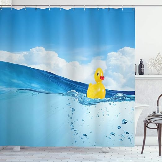 Amazon Com Ambesonne Rubber Duck Shower Curtain Set Little