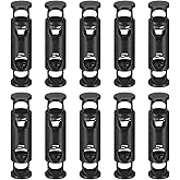 uxcell 10Pcs Double Hole Cord Locks, 5mm Metal Spring Toggle Stopper Clip for Shoelaces Drawstrings Paracord, Matte Black, 9mm Dia