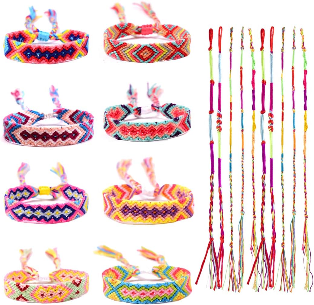 JOERSH 18 Pieces Woven Bracelets Colorful Nepal Friendship Bracelets Handmade Various Styles Woven Bracelets for Wrist Anklet