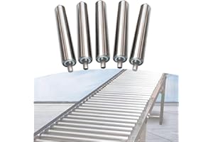 5-Pack Stainless Steel Conveyor Rollers, 2" Diameter, 24" Length, Heavy Duty Replacement Rollers for Commercial Use(L250MM)