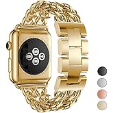 Compatible Apple Watch Band for Woman Man 41mm 38mm 40mm, Stainless Steel Cowboy Style for iWatch Series 11/10/9/8/7/6/5/4/3/2 se Ultra Bracelet (Gold)