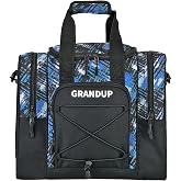 GRANDUP Bowling Ball Bag for Single Ball - Black Bowling accessories Ball Tote Bag Bowling Bag with Padded Ball Holder - Fits Bowling Shoes Up to Mens Size 14