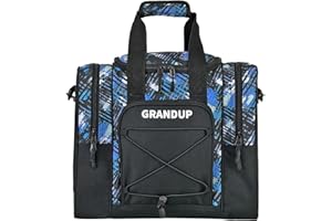 GRANDUP Bowling Ball Bag for Single Ball - Black Bowling accessories Ball Tote Bag Bowling Bag with Padded Ball Holder - Fits Bowling Shoes Up to Mens Size 14