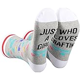 PXTIDY 2 Pairs Crafting Socks Crafting Inspired Gift Happy Crafter gift Craft Lover Socks Just A Girl Who Loves Crafting