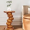 Warmaxx Natural Cedar Stump End Table Plant Stand 13.8" x 13.8" x 23.6"H Solid Wood Outdoor Rustic Live Edge Coffee Side Table Living Room Bedroom Garden Irregular Shape
