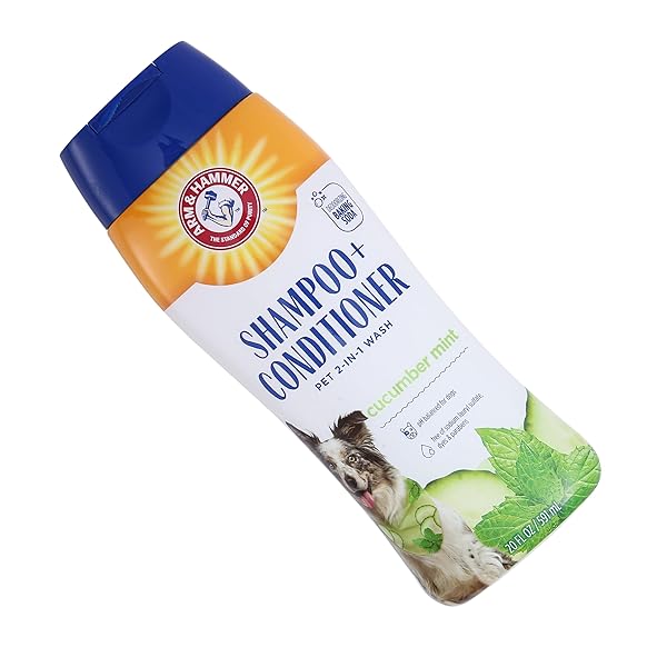 ARM & HAMMER FOR PETS 2-IN-1 SHAMPOO & CONDITIONER FOR DOGS | DOG SHAMPOO & CONDITIONER IN ONE | CUCUMBER MINT, 20 OUNCE BOTTLE DOG SHAMPOO AND CONDITIONER FOR ALL DOGS